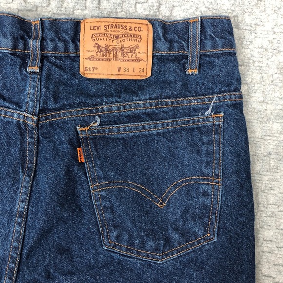 Vintage Levis 517 Jeans Mens 38x34 Blue Denim Bootcut Orange Tab 90s Casual Norm - Picture 3 of 12